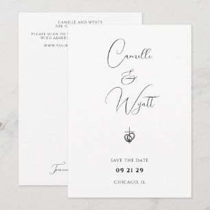 Minimalistisches Skript Religious Cross Rings QR C Einladung