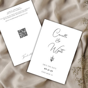 Minimalistisches Skript Religious Cross Rings QR C Einladung