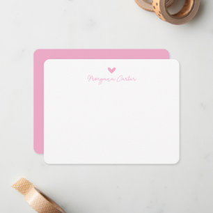 Minimalistisches Skript Rosa Herz Personalisiert A Mitteilungskarte