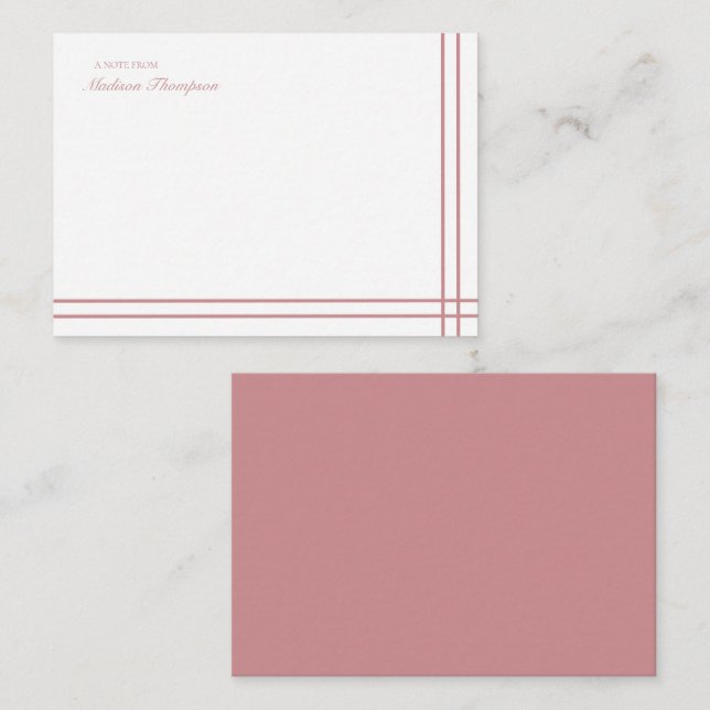 Minimalistisches Skript Rosa, zwei Seiten, doppelt Mitteilungskarte (Vorne/Hinten)