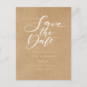 Minimalistisches Skript Rustikales Kraft Save-the- Postkarte