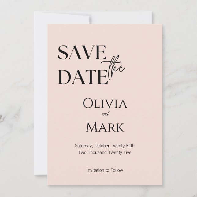 Minimalistisches Skript Save the Date | Elegant Bl (Vorderseite)