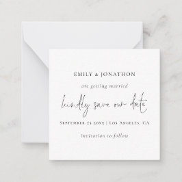 Minimalistisches Skript Save the Date Schwarz-weiß Mitteilungskarte