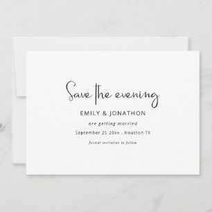 Minimalistisches Skript Schwarz-weiße QR Rettete D Save The Date