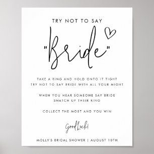 Minimalistisches Skript - Spiel 'Sag nicht Braut'  Poster