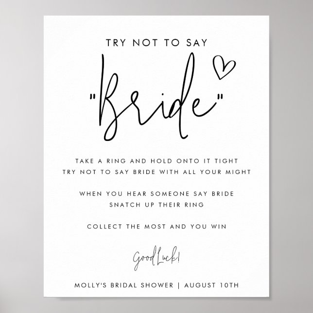 Minimalistisches Skript - Spiel 'Sag nicht Braut'  Poster (Vorne)