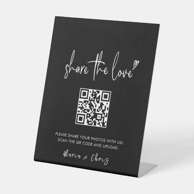 Minimalistisches Skriptaufzeichnen Liebe QR-Code H Sockelschild (Vorderseite)