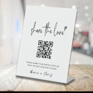 Minimalistisches Skriptaufzeichnen Liebe QR-Code H Sockelschild