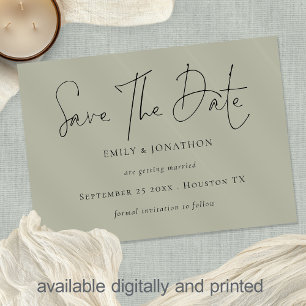 Minimalistisches Skriptbleichen Save the Date