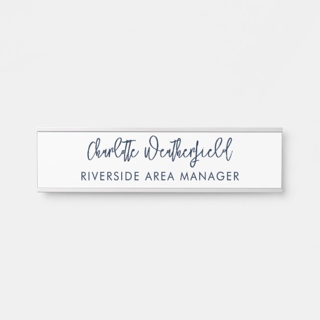 Minimalistisches Skriptfirmenpersonal Türschild (Vorderseite )