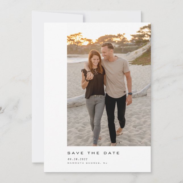 Minimalistisches Skriptfoto  Save The Date (Vorderseite)