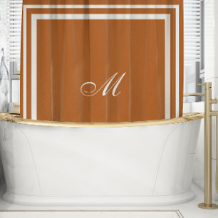 Minimalistisches Skriptmonogramm   Burnt Orange Ki Duschvorhang
