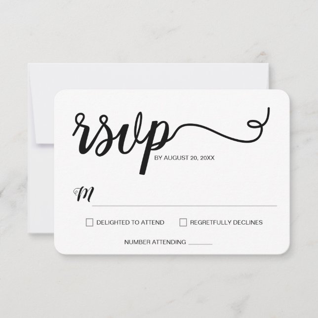 Minimalistisches Skripttypografie-Elegant RSVP Karte (Vorderseite)