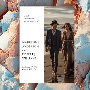 Minimalistisches Slim-Fotovorlage Hochzeitdatum Ge Save The Date