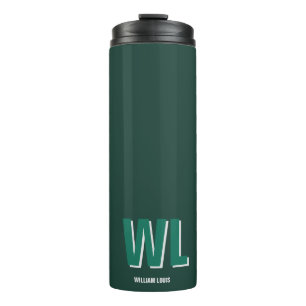 Minimalistisches Smaragdgrün personalisiertes Mono Thermosbecher