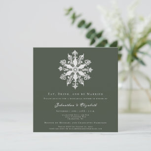 Minimalistisches Snowflake Probe Dinner Green Einladung