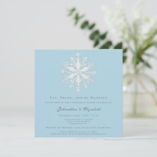 Minimalistisches Snowflake Probe Dinner Ice Blue Einladung