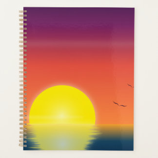 Minimalistisches Sonnenuntergangs-Ozean-Notizbuch Planer