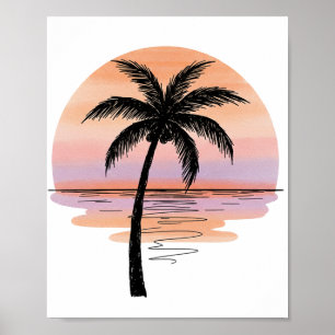 Minimalistisches Sonnenuntergangs-Strandposter – P Poster