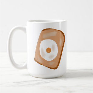Minimalistisches Spiegelei auf Toast Brunch-Gesche Kaffeetasse