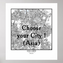 Minimalistisches Stadtplan-Poster Linienkunst ASIA Poster