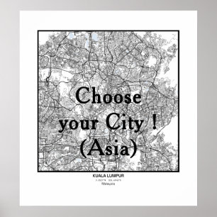 Minimalistisches Stadtplan-Poster Linienkunst ASIA Poster