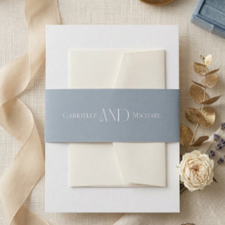 Minimalistisches Staubblau Elegantes Monogramm Hoc Einladungsbanderole