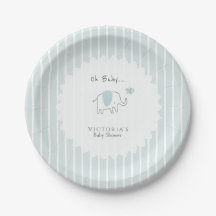 Minimalistisches Staubblau Oh Baby Elefant Baby Sh