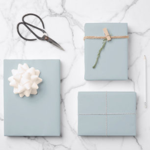 Minimalistisches, staubblaues, schlichtes Geschenk Geschenkpapier Set