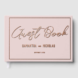Minimalistisches Staubrosa Hochzeitsprogramm Gästebuch
