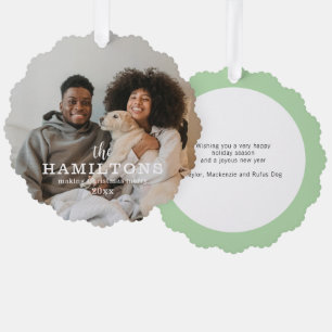 Minimalistisches stilvolles Foto Weihnachten Ornament Karte