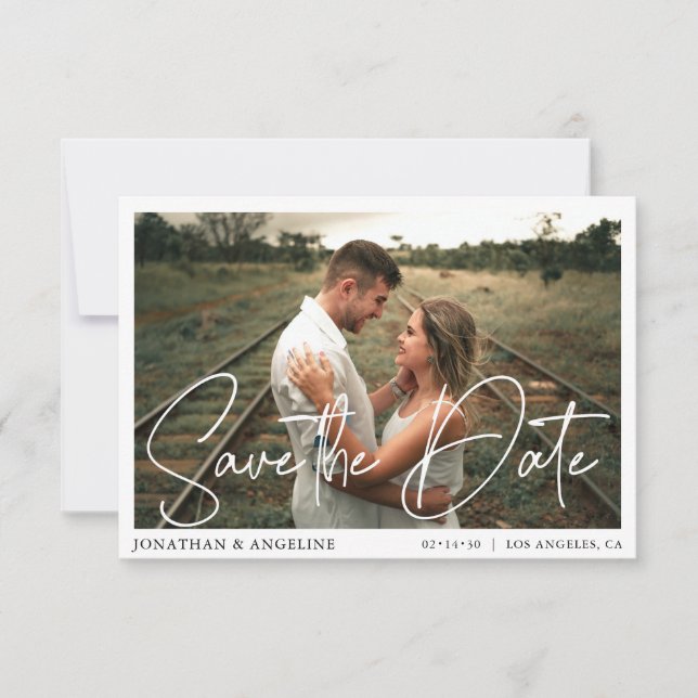 Minimalistisches stilvolles Save the Date Hochzeit Einladung (Vorderseite)