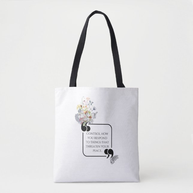 Minimalistisches Stoiner PEACE-Illustriertes Zitat Tasche (Vorderseite)