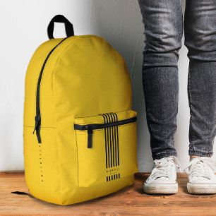 Minimalistisches, stylisches Gelbschwarz Streifen Bedruckter Rucksack