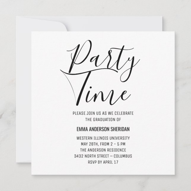Minimalistisches stylisches Script Black & White G Save The Date (Vorderseite)