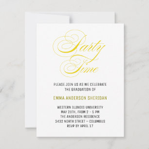 Minimalistisches Stylish Script Gold Grad Party RSVP Karte