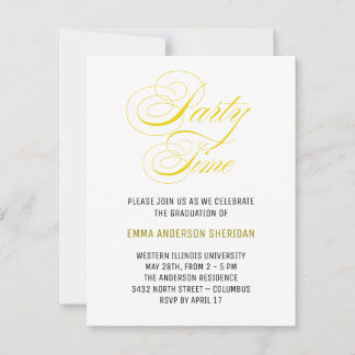 Minimalistisches Stylish Script Gold Grad Party RSVP Karte