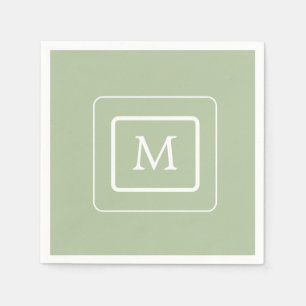 Minimalistisches Sukkulargrün   Monogram Paper Nap Serviette