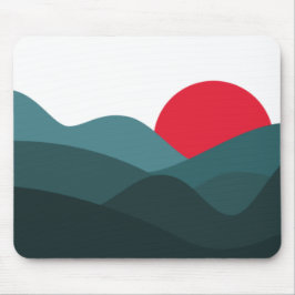 Minimalistisches Sun Peacock Blau und Weiß Mousepad