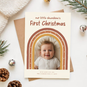 Minimalistisches süßes Foto vom ersten Weihnachten