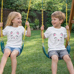 Minimalistisches süßes Katzengesicht-T-Shirt  Kleinkind T-shirt