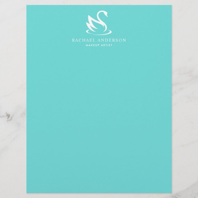 Minimalistisches Swan-Logo auf Robin Egg Blue (Vorderseite)