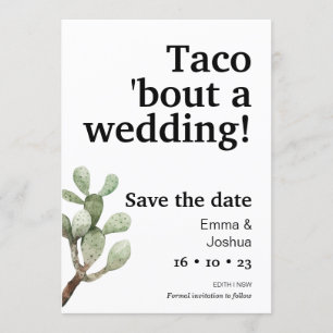 Minimalistisches Taco-Bout einer Hochzeit speicher Einladung