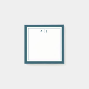 Minimalistisches Teal Blau Zwei-Rahmen-Monogramm Post-it Klebezettel