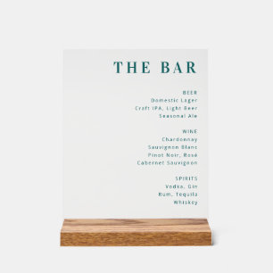 Minimalistisches Teal-Menü-Schild Acrylschild