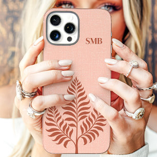 Minimalistisches Terrakotta-Botanik-Monogramm iPhone 16 Pro Max Hülle