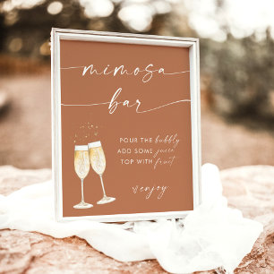 Minimalistisches Terrakotta-Mimosa-Bar-Schild Poster