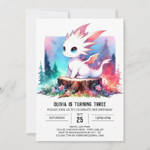 Minimalistisches Thema Dragon Birthday Einladung