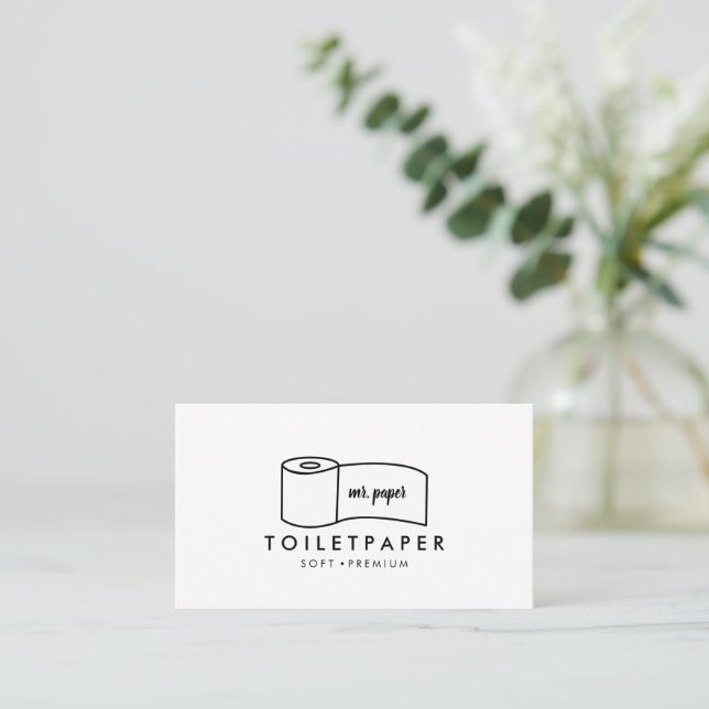 Minimalistisches Toilettenpapier Visitenkarte (Stehend Vorderseite)