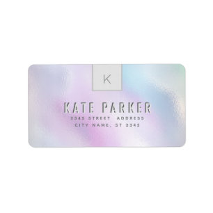 Minimalistisches trendy holografisches Monogramm-E Adressaufkleber